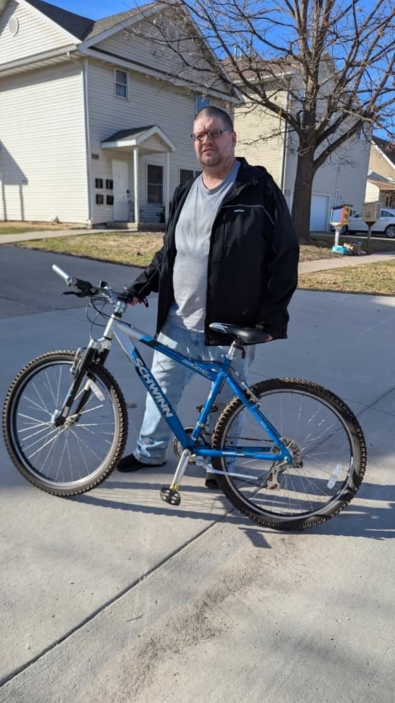 Happy bike recipient