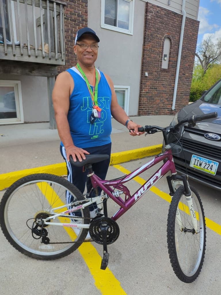 Community member with new bike
